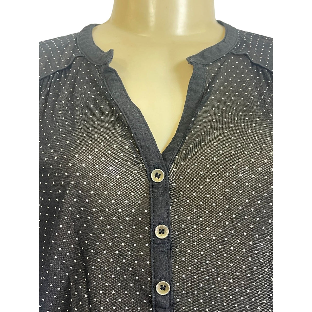 NWT The limited Long Sleeve Blouse Black With White Dots Size Small Women's Shirt