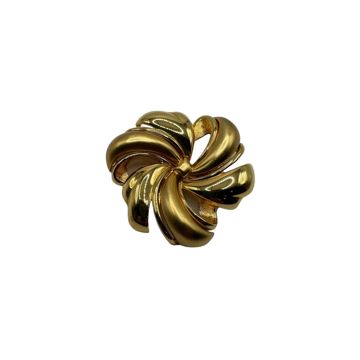 Vintage Gold Tone Ribbon Brooch Pin - 2in