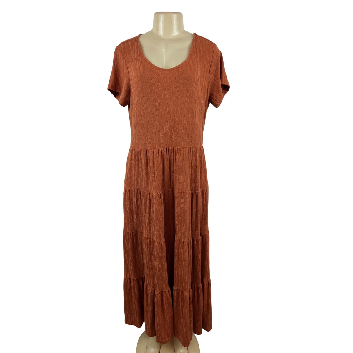 Chelsea & Theodore Womens Rust Brown Midi Brown Shirt Dress Sz L