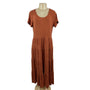 Chelsea & Theodore Womens Rust Brown Midi Brown Shirt Dress Sz L