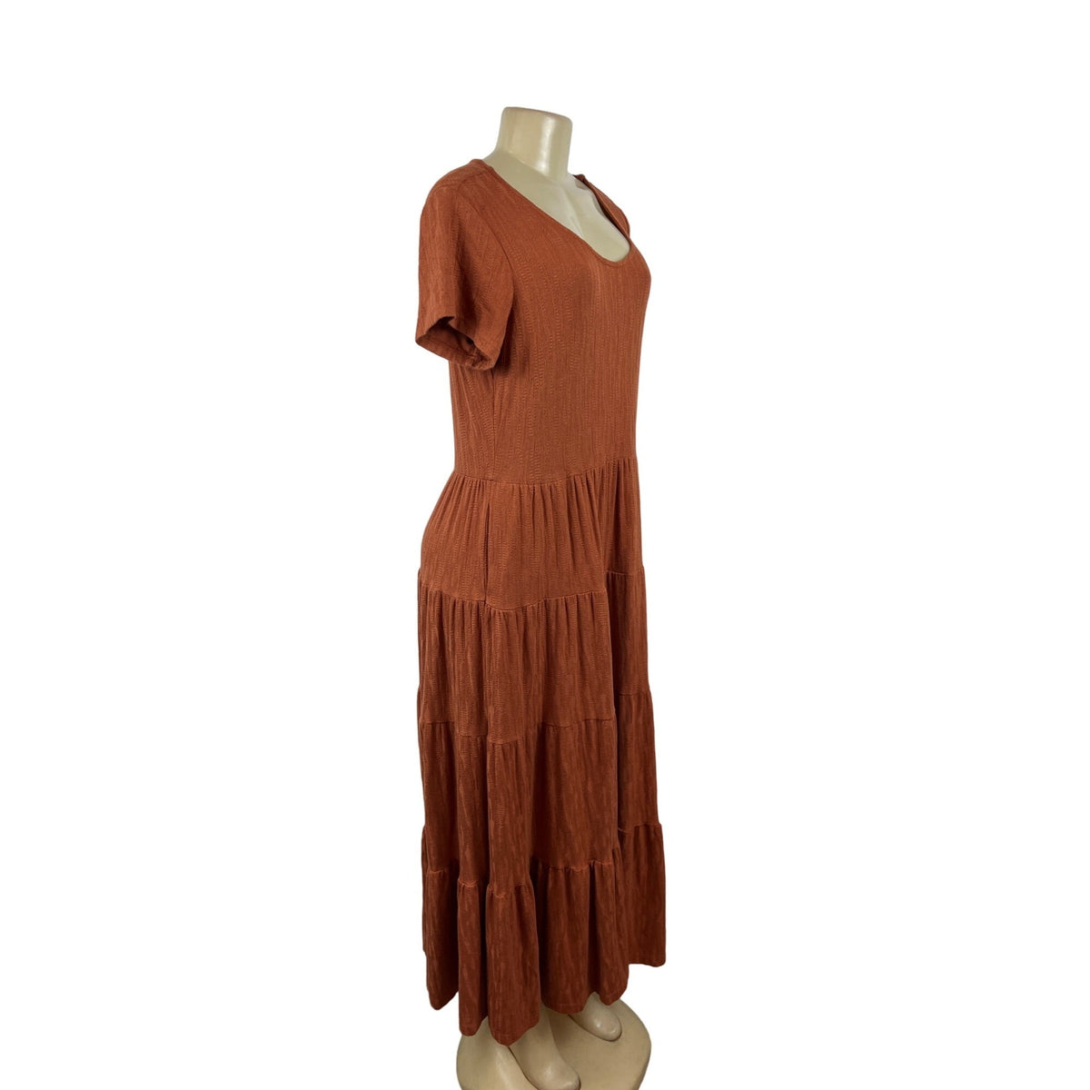 Chelsea & Theodore Womens Rust Brown Midi Brown Shirt Dress Sz L