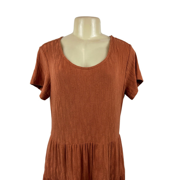 Chelsea & Theodore Womens Rust Brown Midi Brown Shirt Dress Sz L