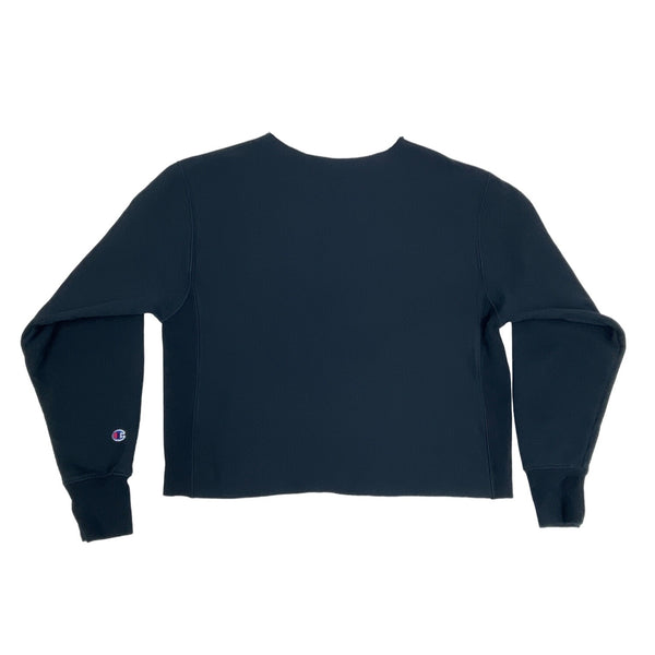 Champion  Navy Blue Crewneck Long Sleeve Crop top Hem Womens Sweatshirt