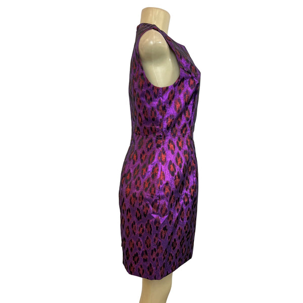 French Connection Women's Purple Leopard Print Sleeveless Dress Sz 8 - NWT