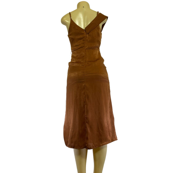 NWT J.O.A Sleeveless Back Zipper Girly Glam Small Color Brown Women's Dress