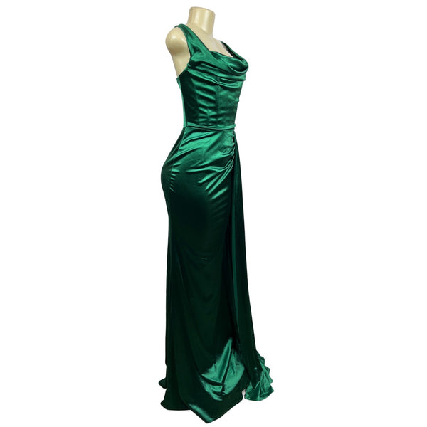 Moda Glam Women’s Green Long Evening Haltered Dress Sz 10