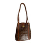 Vintage Brahmin Women's Brown Embossed  Croc Skin Leather Shoulder Bag Sz M