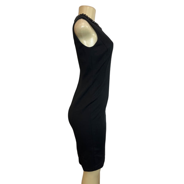 Calvin Klein Women’s Black Beaded Collar Sleeveless Sheath Dress, Size 2