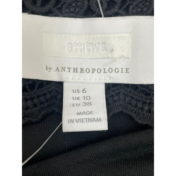 NWT Anthropologie V-neck Girly Glam Black Motif Size 6 Women's Dress