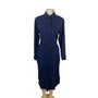 Banana Republic Women Button-Down Long Sleeve Navy Belted Midi Dress Size S