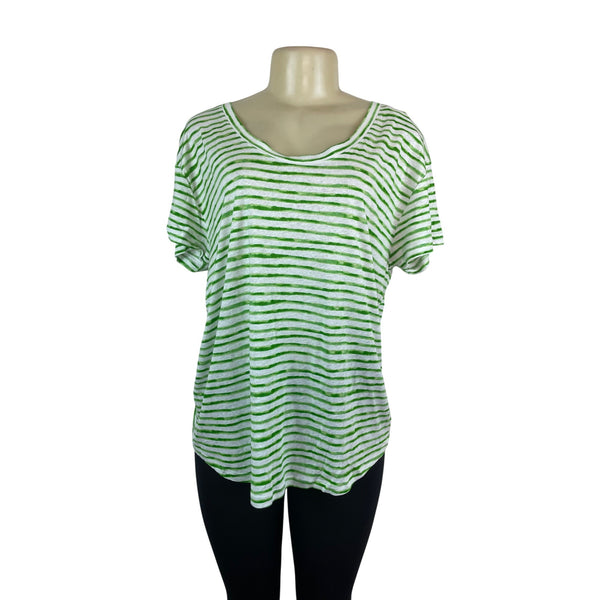 Loft Womens Green & White Striped Short Sleeve Tee Size XL - New