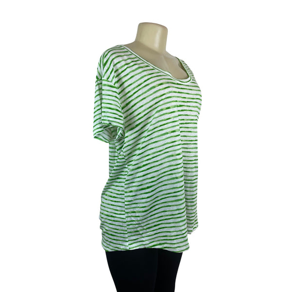 Loft Womens Green & White Striped Short Sleeve Tee Size XL - New