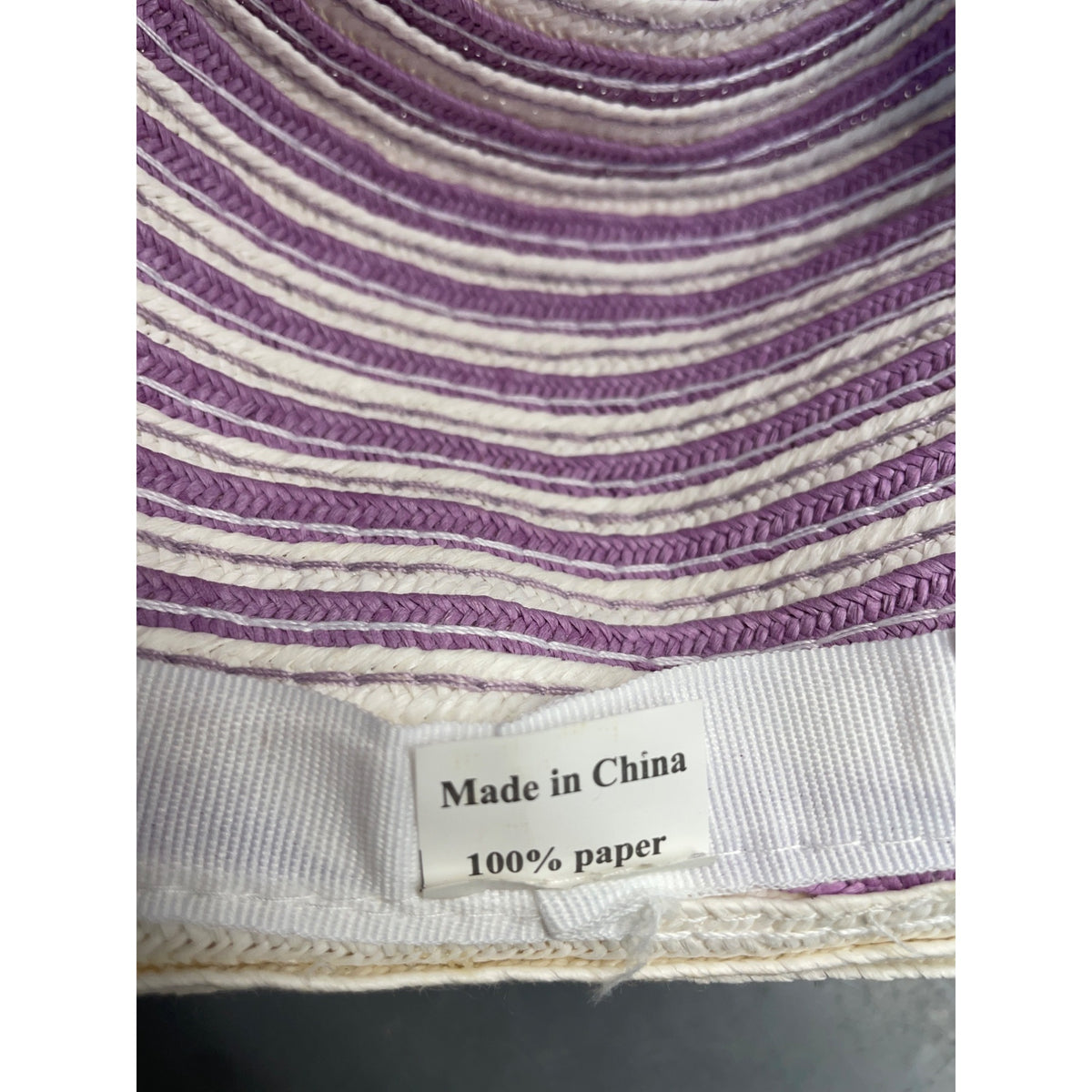 J Hats Striped Womens Purple and White Wide Brim Sun Hat - New