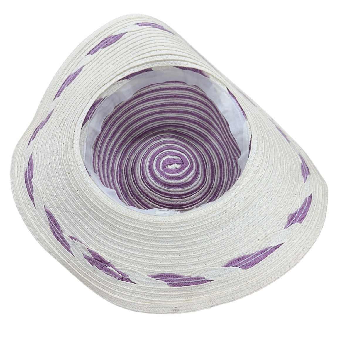 J Hats Striped Womens Purple and White Wide Brim Sun Hat - New