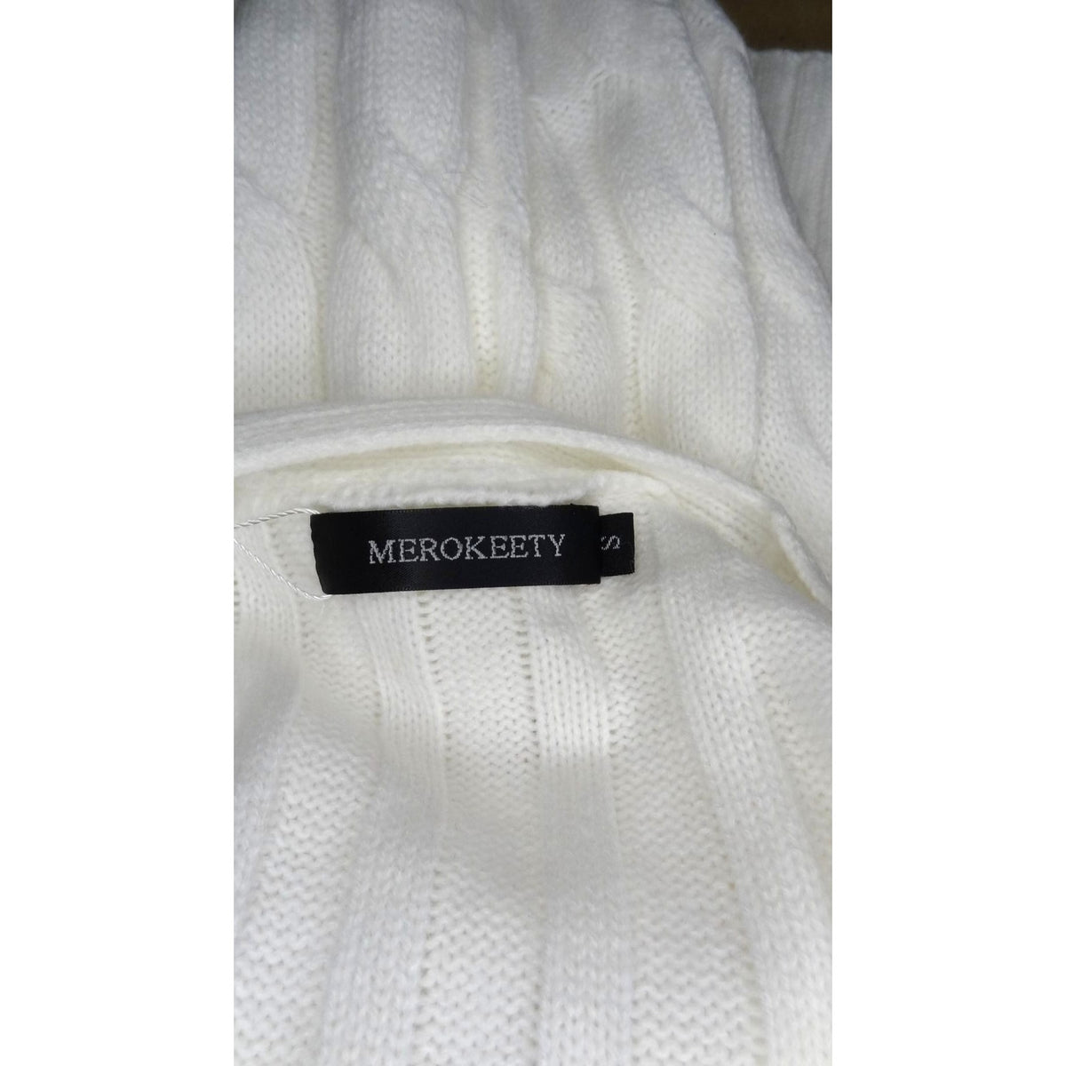 Merokeety Women's White Button Up V Collar Cardigan Sweater Sz S - NWT