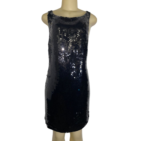 NWT Banana Republic Sequin Embellished Girly Glam Black Mini Dress Size 12P