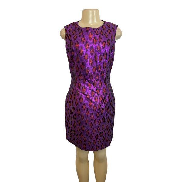 French Connection Women's Purple Leopard Print Sleeveless Dress Sz 8 - NWT