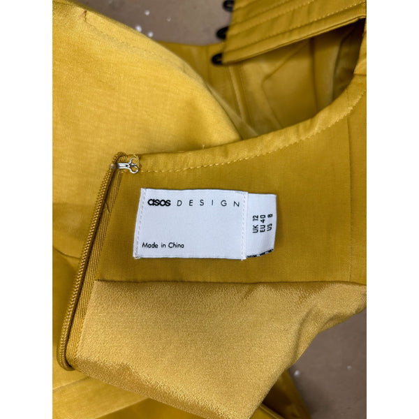 Asos Design Women's Haltered Mini Skirt Yellow Dress Sz 8 - NWT