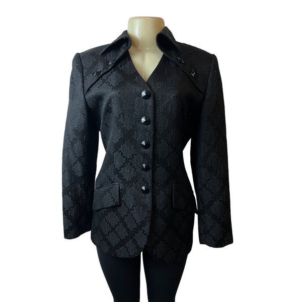 Christian Dior Women's Black Notched Collar Design Blazer