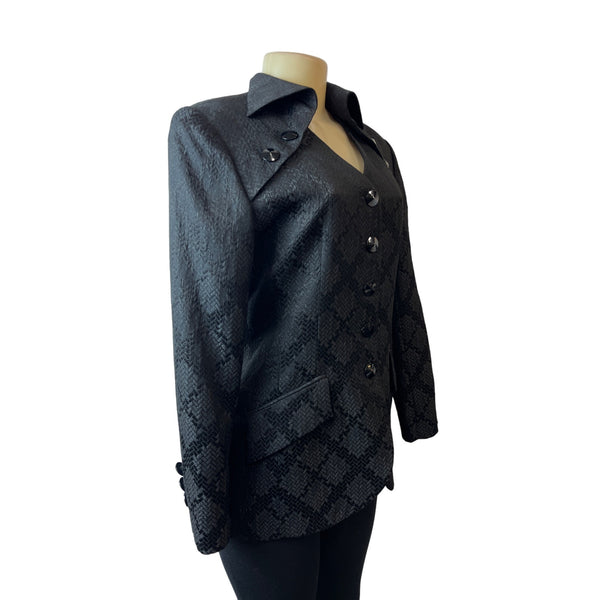 Christian Dior Women's Black Notched Collar Design Blazer