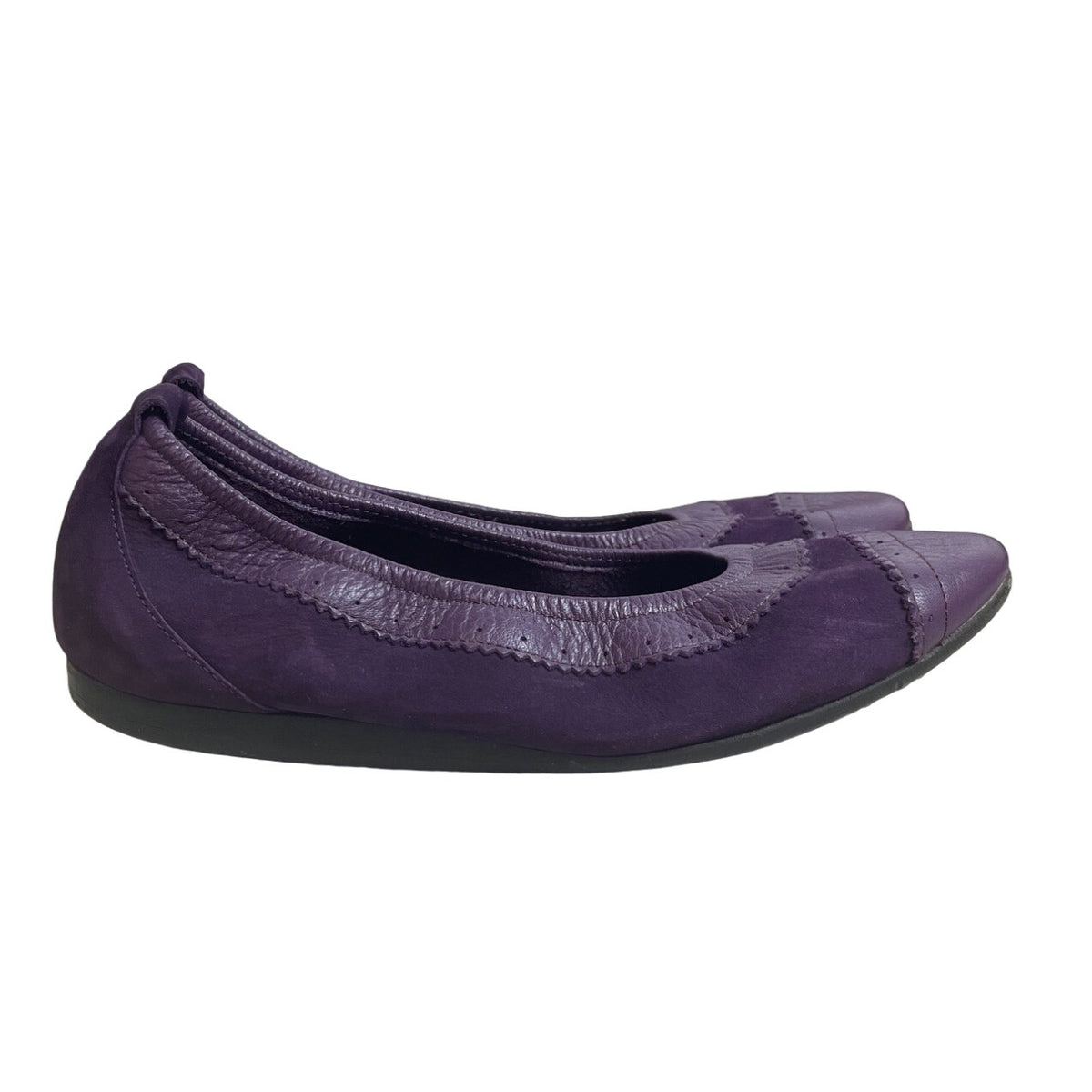 Arche Women's Purple Leather Almond Cape Toe Flats Sz 39 (US 9)