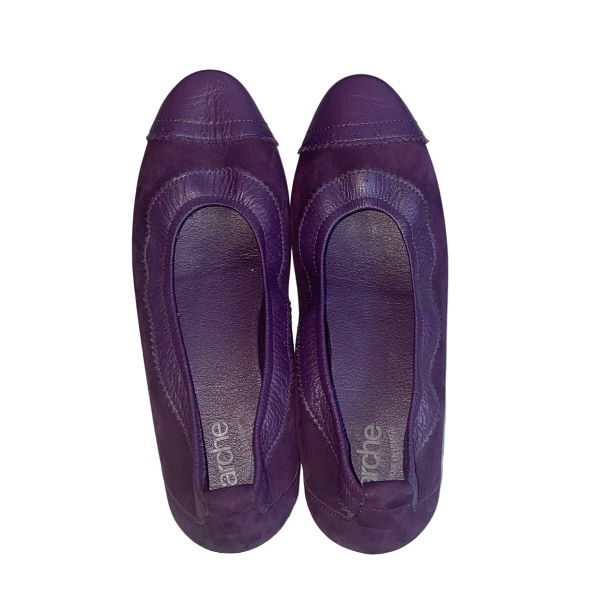 Arche Women's Purple Leather Almond Cape Toe Flats Sz 39 (US 9)