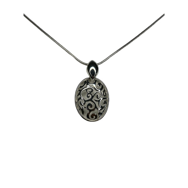 Vintage Silver Tone Rope Necklace With Celtic Pendant - 19in