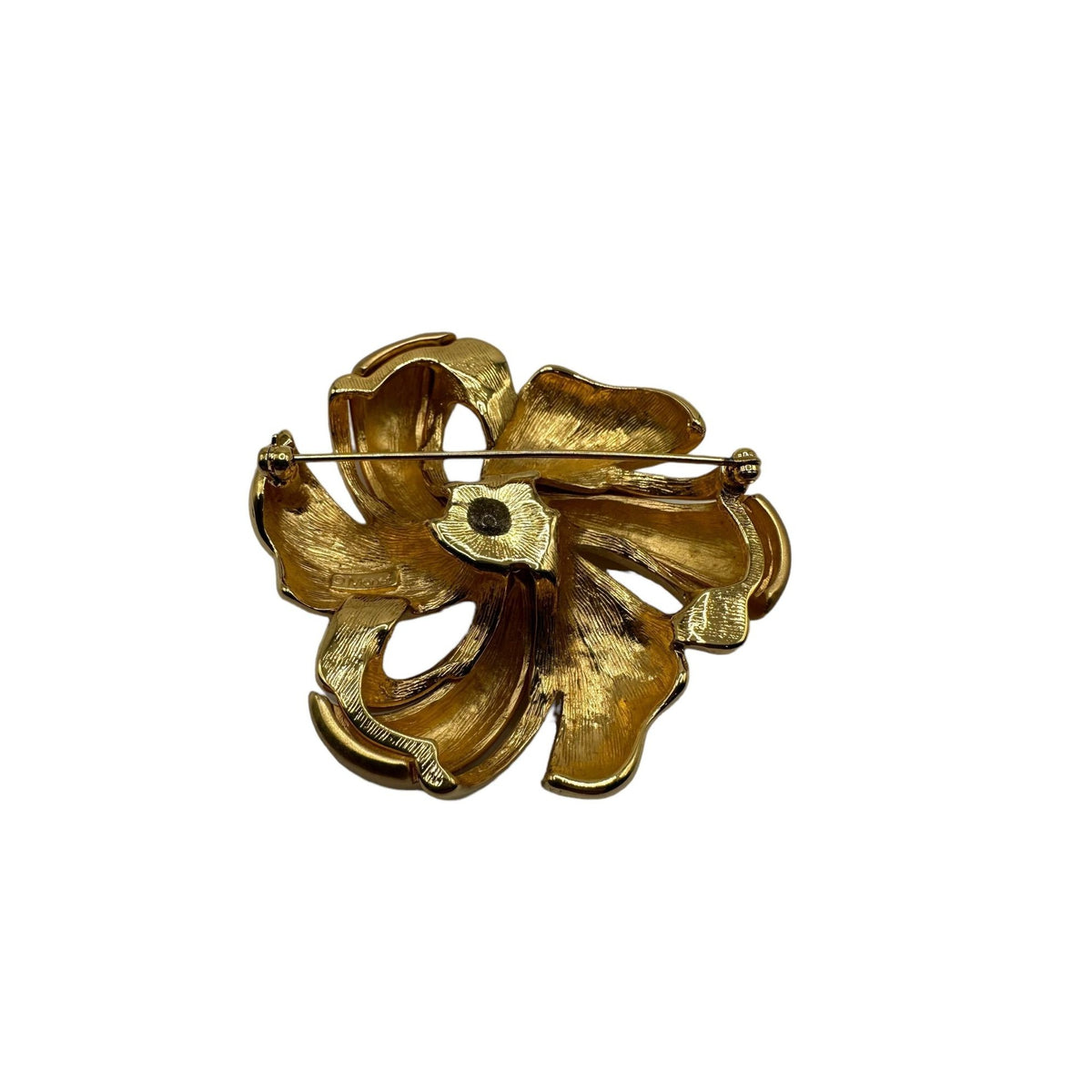 Vintage Gold Tone Ribbon Brooch Pin - 2in