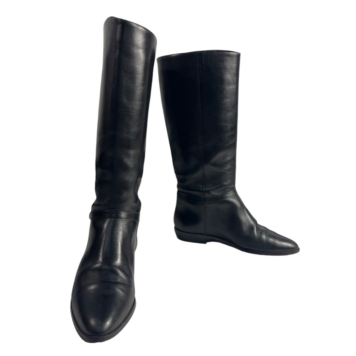 Nine West Women's Black Leather High Calf Boots Sz 7M