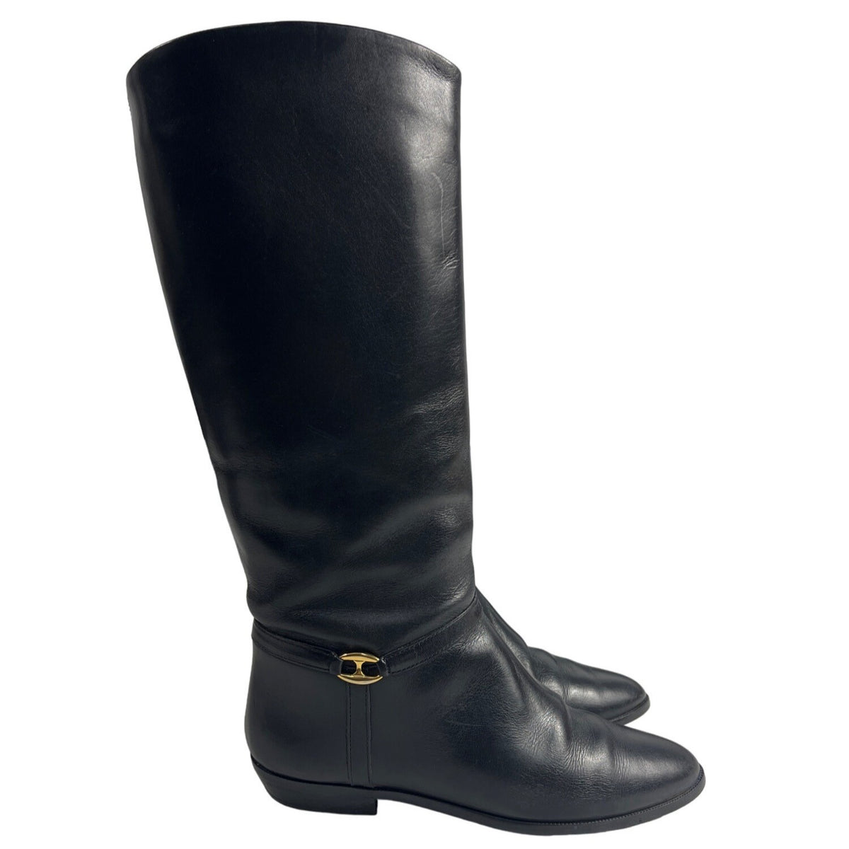 Nine West Women's Black Leather High Calf Boots Sz 7M