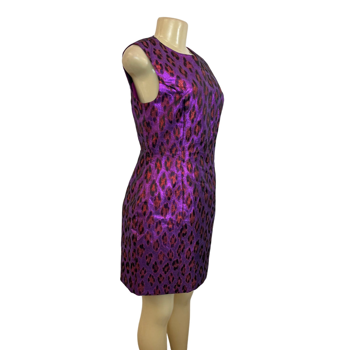 French Connection Women's Purple Leopard Print Sleeveless Dress Sz 8 - NWT