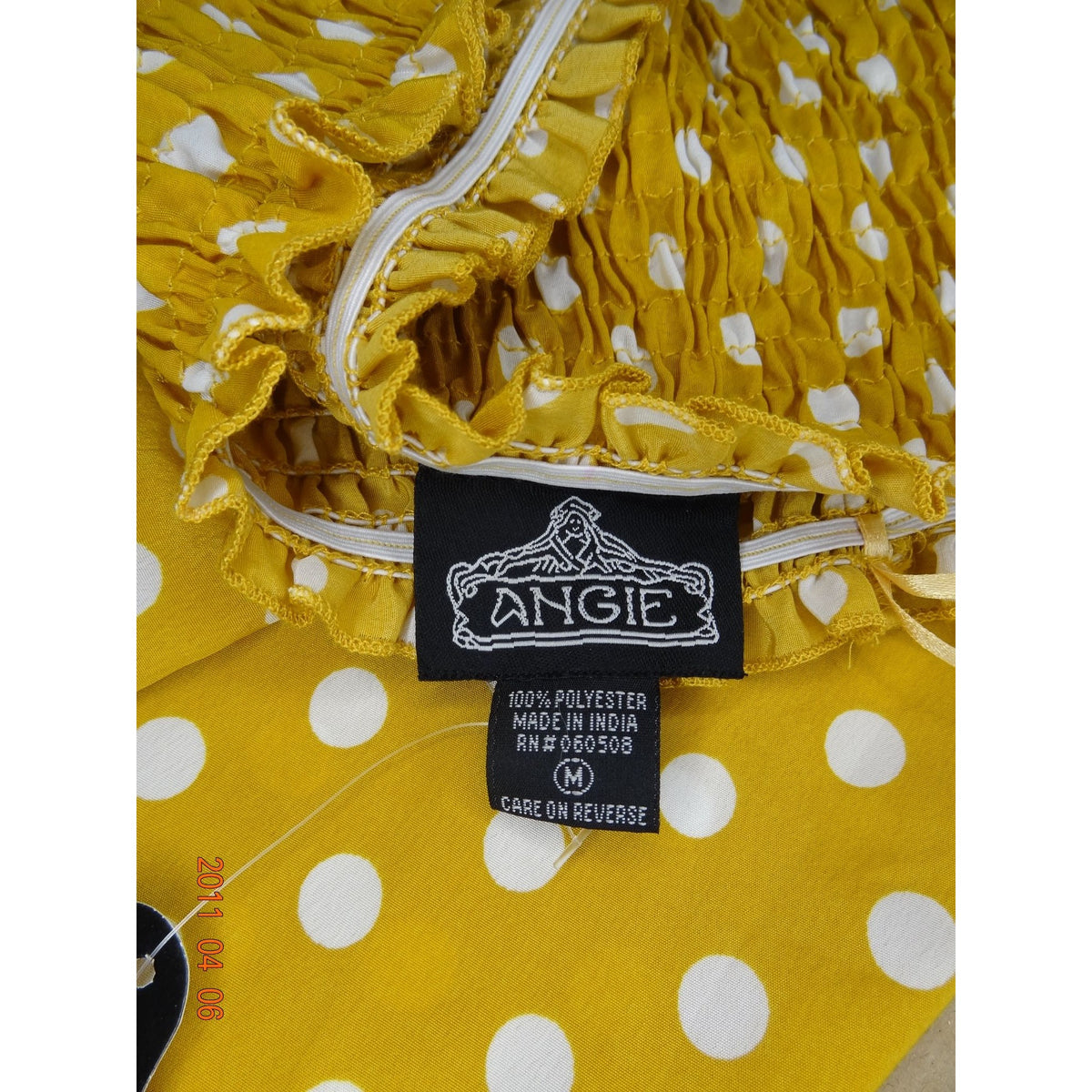 NWT Angie Yellow Polka Dots Dress for Woman Size M Long Tail Summer