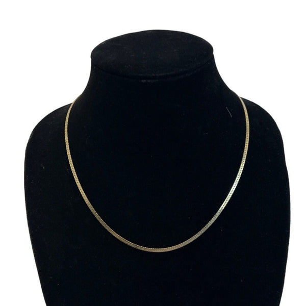 Vintage 80s Korea Herringbone Style Women's Gold Tone Chain Necklace - 19in