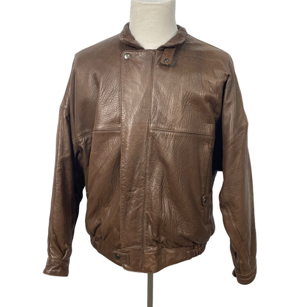 Vintage 80s Expedition by Robert Comstock Brown Pilot Leather Jacket Sz XL