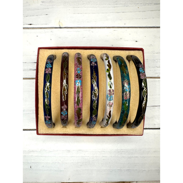 Antique Chinese Cloisonne 7 Bracelets Decor Inside and Out