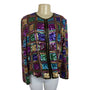 Vintage 80s Laurence Kazar Colorblock Sequin Silk Jacket Sz PXL (Petite)