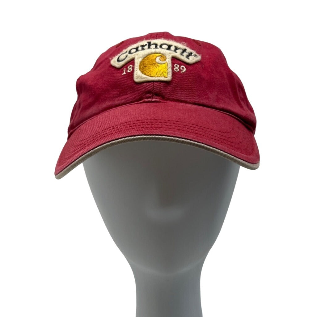 Carhartt Men's Red  Signature Logo Adjustable strap Dad Hat