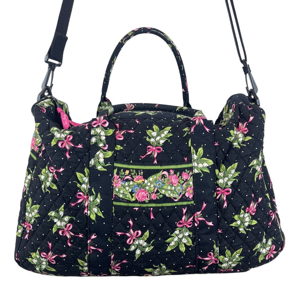 Vera Bradley  Floral Quilted Shoulder Strap & Handles Weekender Satchel Bag Sz L