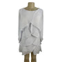 LantTing Bride Women's White Long Sleeve Short Tiered Chiffon Dress