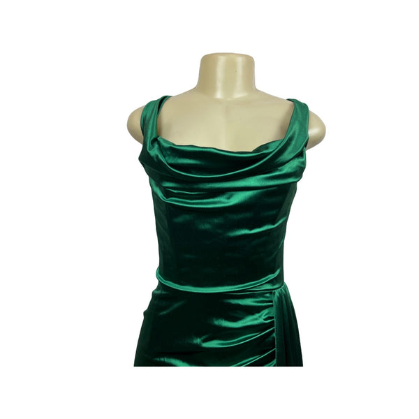 Moda Glam Women’s Green Long Evening Haltered Dress Sz 10