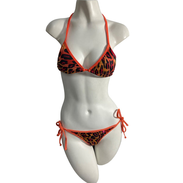 Chynna Dolls Leopard Print Bikini With Orange Straps For Women Sz S/M- New