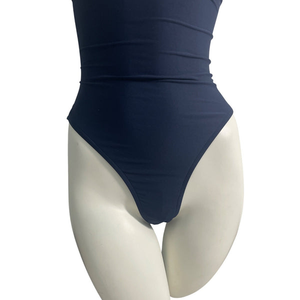 J. Crew Womens Navy One-Piece Swimsuit With Striped Tie Shoulders