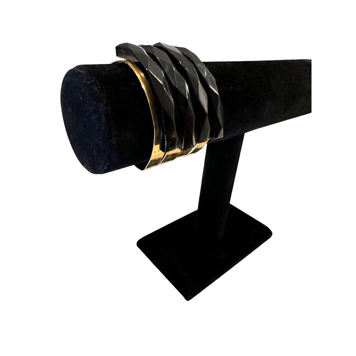 Art Deco Black Bakelite & Brass Cuff Bracelet