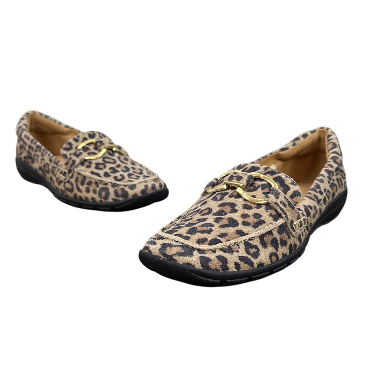 Easy Spirit Brown Leopard Print Avienta Cushioned Insole Womens Loafers Sz 8.5 M