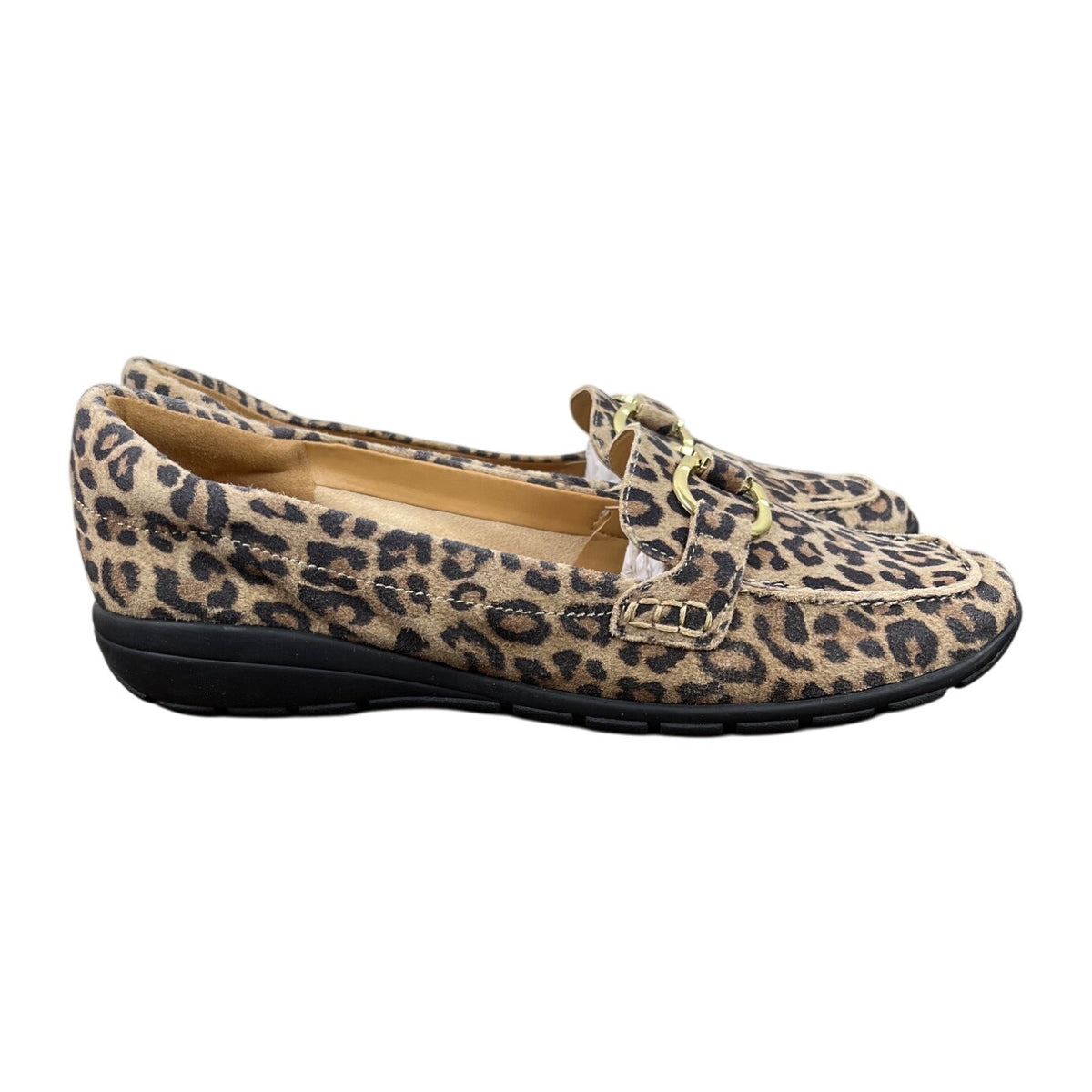 Easy Spirit Brown Leopard Print Avienta Cushioned Insole Womens Loafers Sz 8.5 M