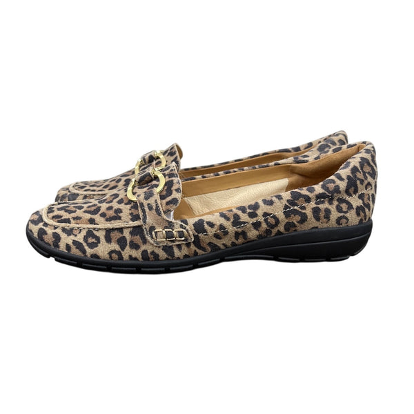 Easy Spirit Brown Leopard Print Avienta Cushioned Insole Womens Loafers Sz 8.5 M