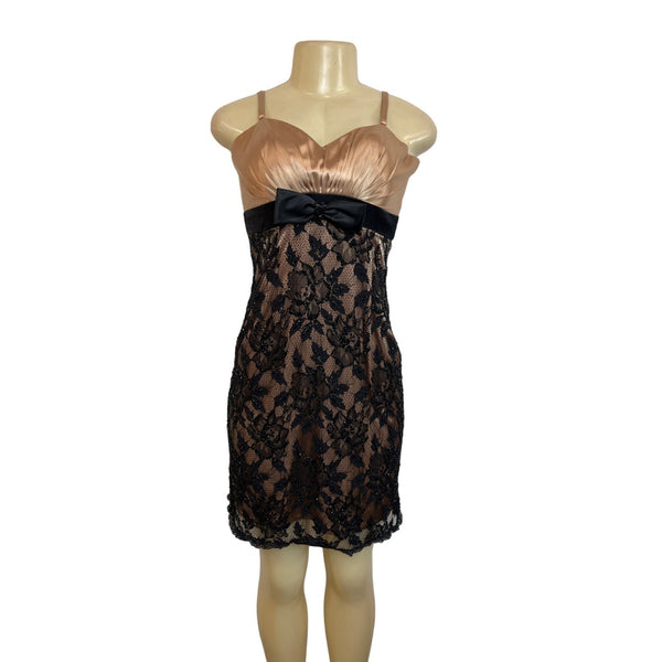 Absolut Women's Rose Gold and Black Lace Mini Dress Sz 8