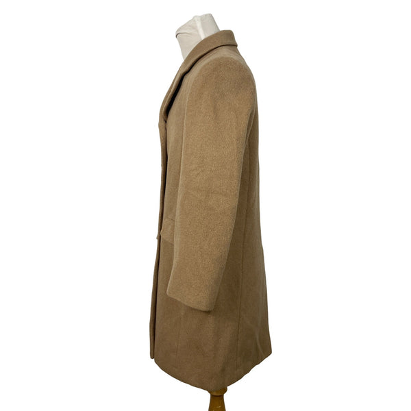 Classic Women's Khaki Button Up Wool Coat by Evan Picone Size 14 Office Garment