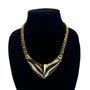 Vtg Vince Camuto Zebra Pattern Chunky Gold Tone Chain Necklace -17in Adjustable