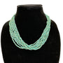 Vtg Multi-Strand Mint Green and Silver Tone Lucite / Metal Beads Necklace - 19in